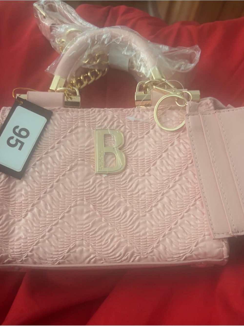 Bebe Quilted Crossbody Bag with gold chain